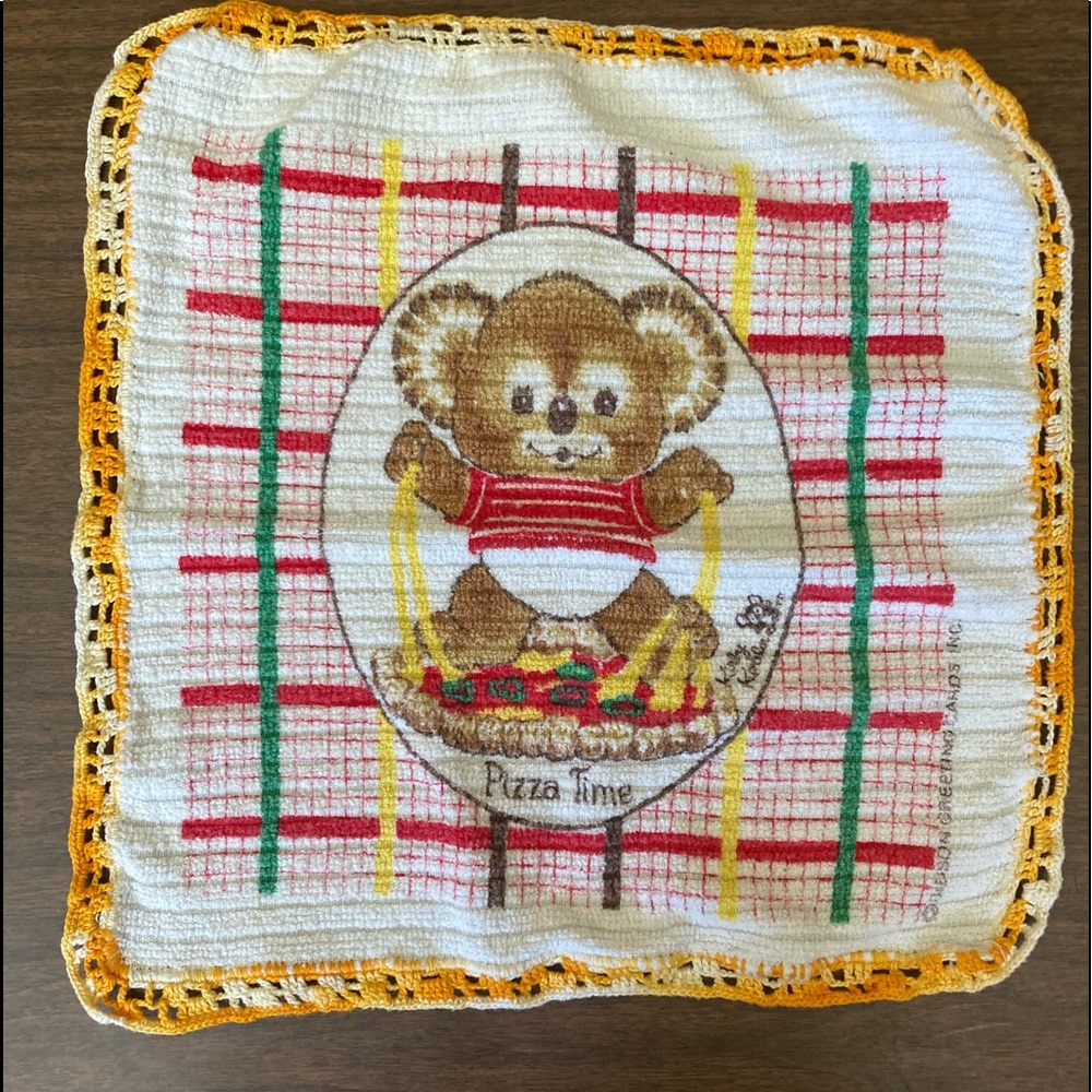 Pizza Time Koala Knit Trim Wash Cloth